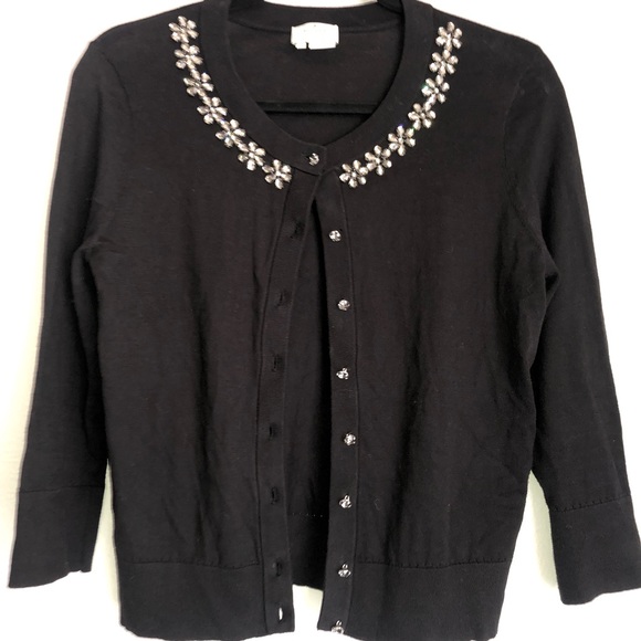 Kate Spade black jewel embellished cardigan size medium - Picture 4 of 8